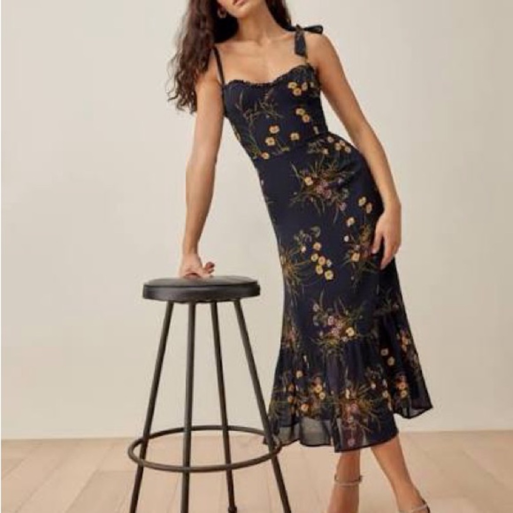 Reformation NIKITA DRESS navy floral